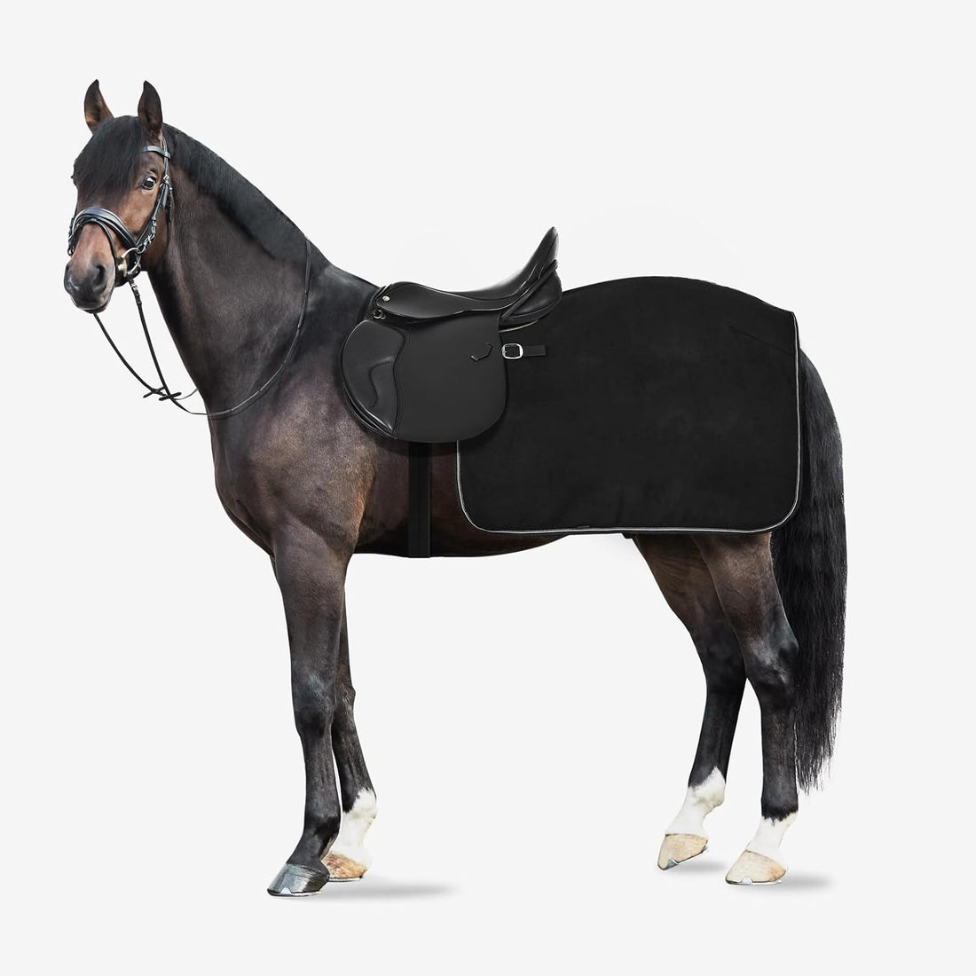 Horze Kiel Fleece Quarter Sheet - Black - Horse