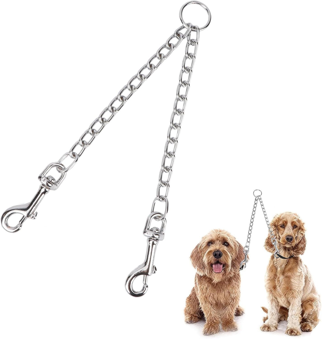 Hypeety Double-Head Dog Leash Chain Heavy Duty Twin Lead for 2 Dogs