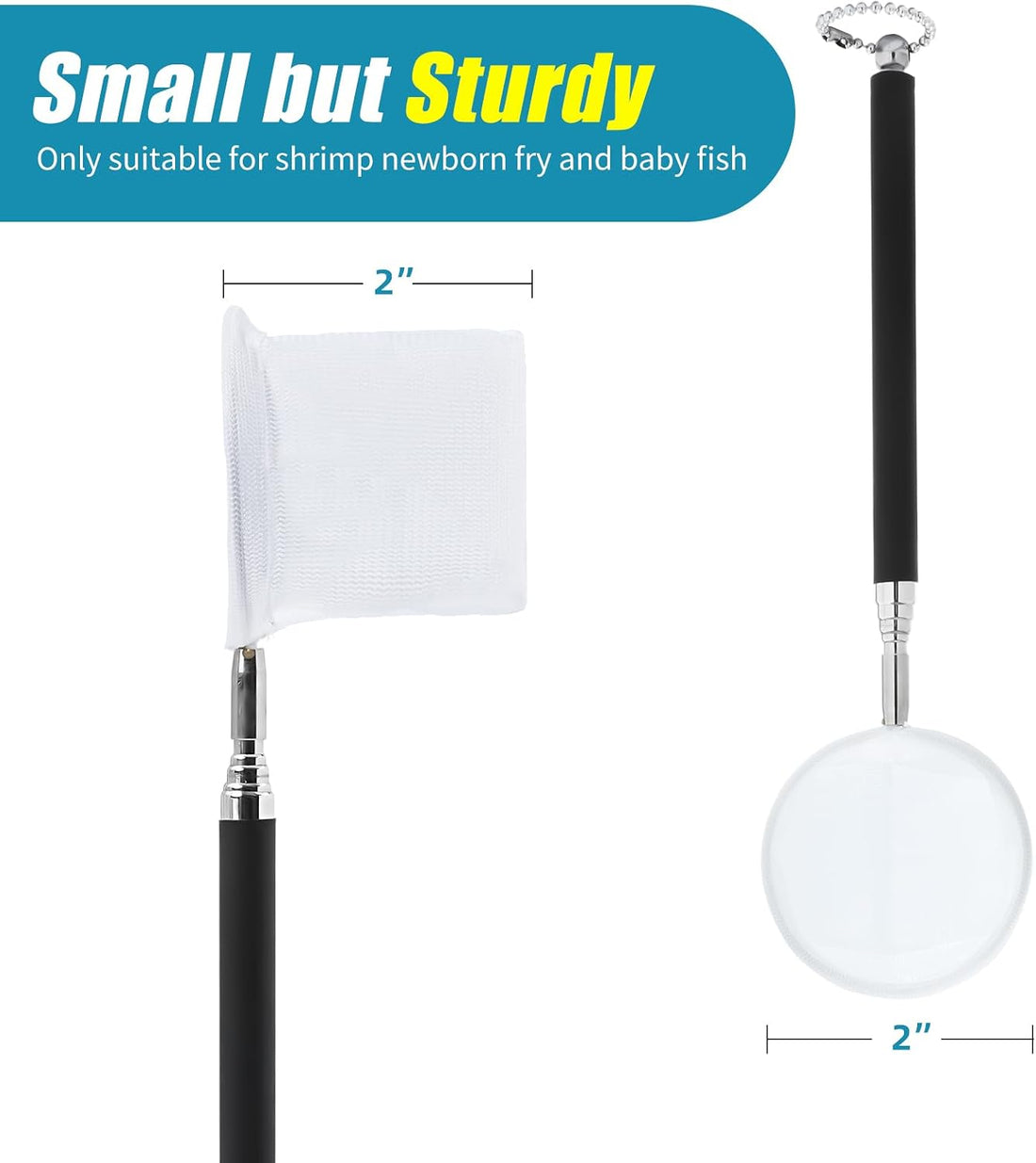 AQUANEAT Small Fish Tank Shrimp Net, Aquarium Debris Cleaning Tools