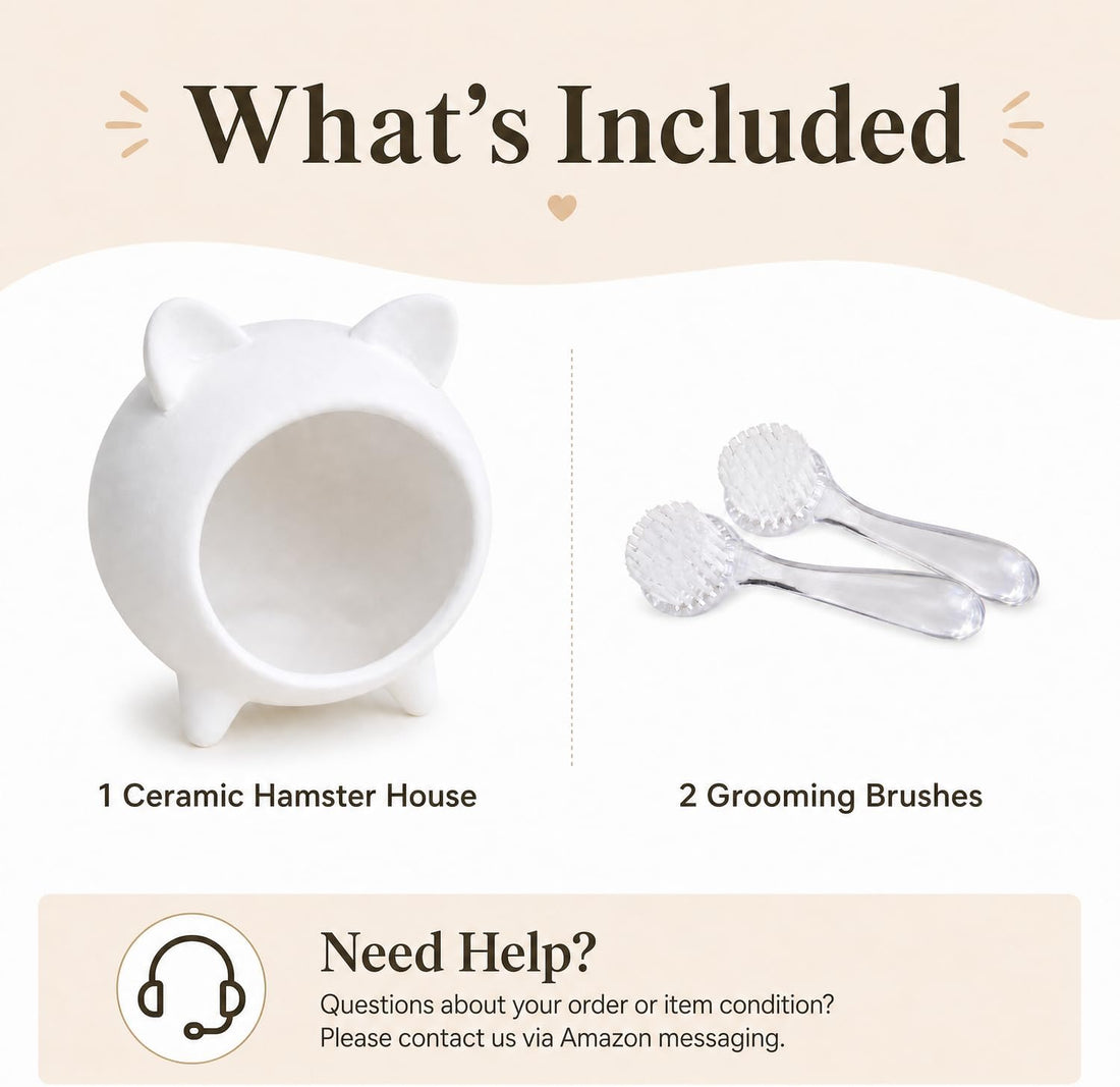 Hamster Nail Trimming House, Ceramic Hideout, White