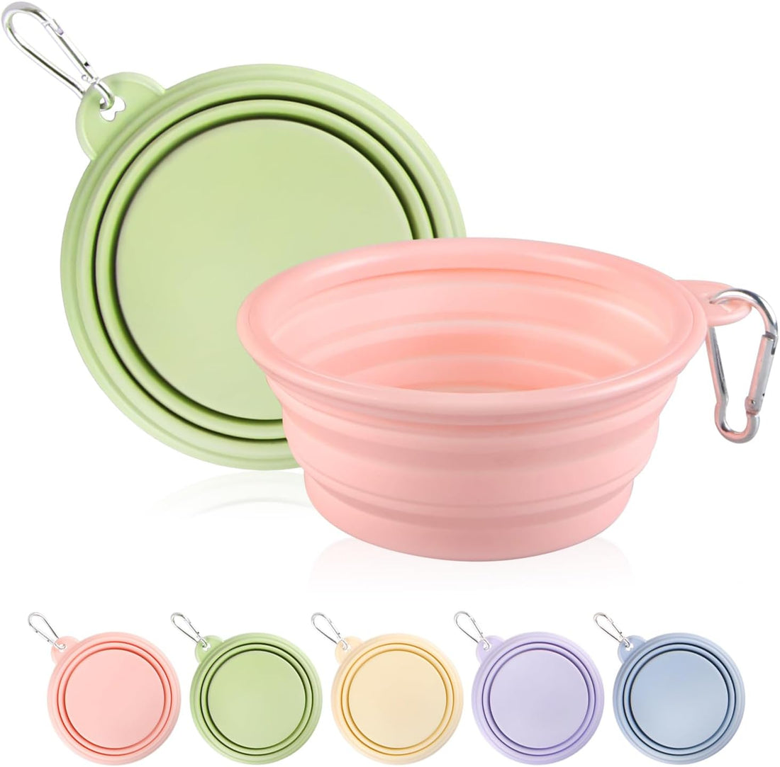 Collapsible Dog Bowls 2-Pack, Portable Travel Dog Bowl with Carabiner