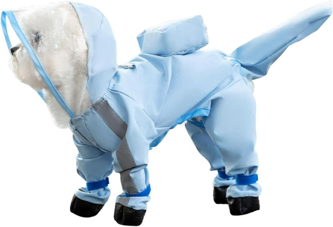 Waterproof Dog Raincoat,Full Coverage 4 Legs Dog Rain Jacket