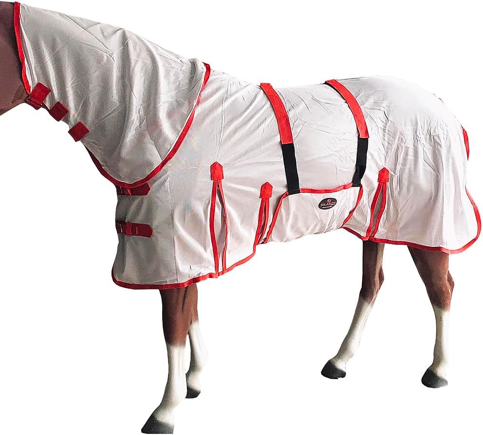 HILASON Horse Fly Sheet UV Protect Mesh 75 in White Turquoise
