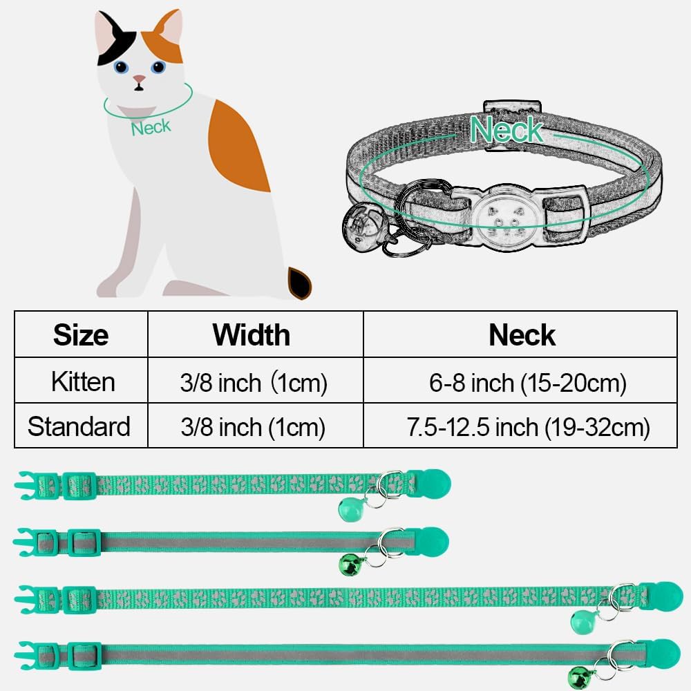 Taglory 2 Pack Reflective Breakaway Cat Collar with Bell