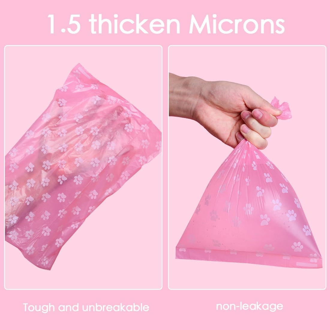 Poop Bags Rolls 256 Count - 9x13 Inches Pink Thickened Leakproof