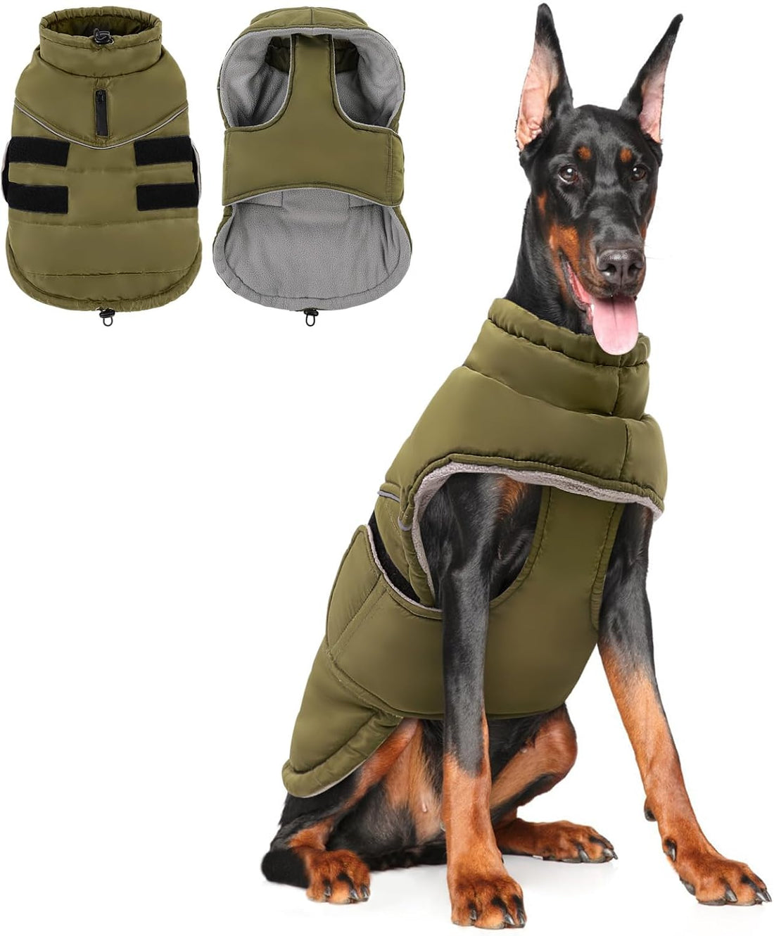 XXL Dog Coat Dog Cold Weather Reflective Jacket with Harness Hole