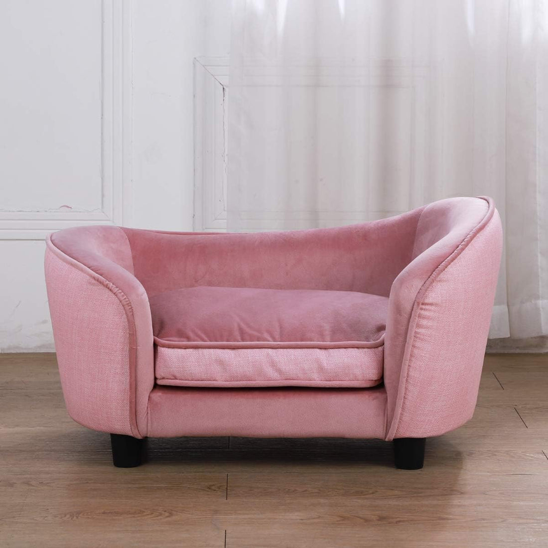 Pet Sofa Bed, Velvet Fabric Pet Couch Chair with Removeable Washable