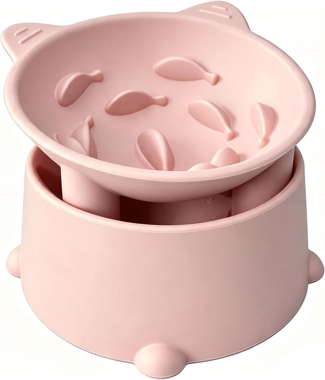 Raised Slow Feeder Cat Bowl, Silicone Elevated Tilted Cat Slow Feeder