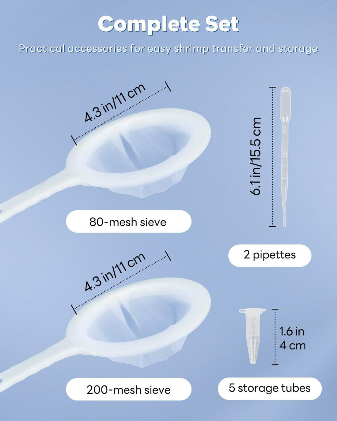 Pawfly Brine Shrimp Net Kit- 80 & 200 Mesh Sieve for Hatchery