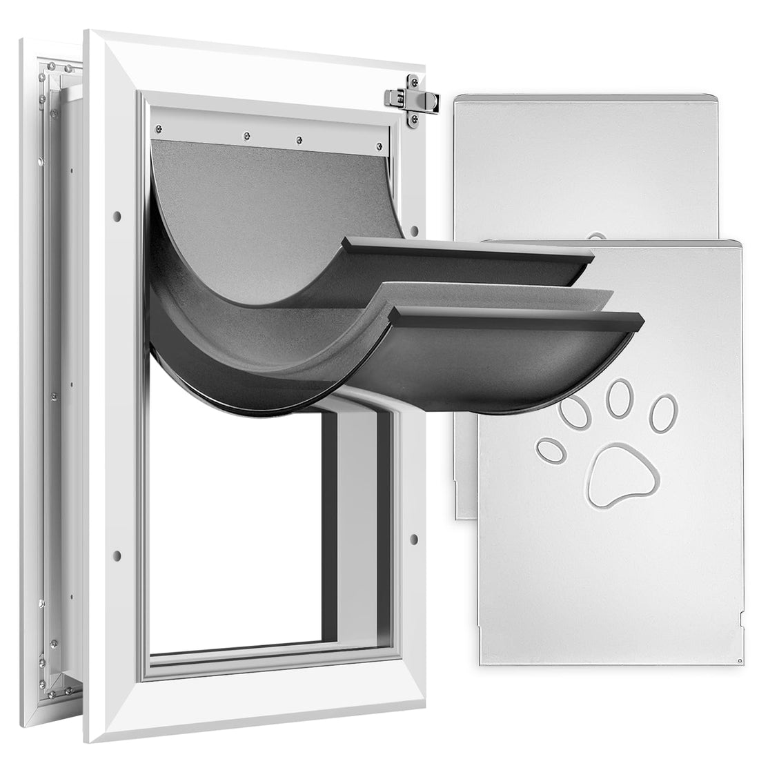 3-Flaps Heavy-Duty Dog Door, Rust Proof Aluminum Alloy Frame