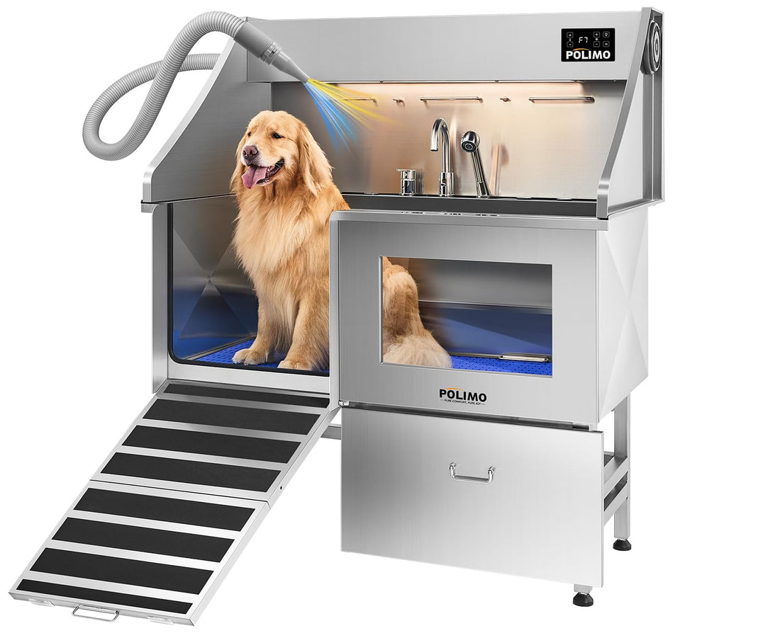 POLIMO Dog Washing Station with Built-in Pet Dryer and LED Display 50"