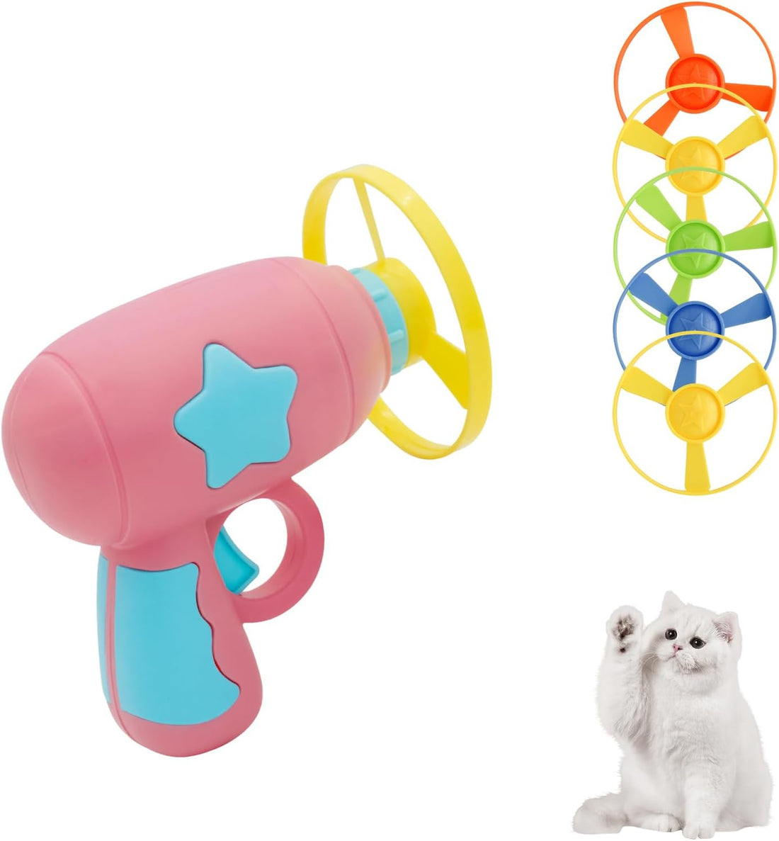 Andiker Cat Fetch Toy, Interactive Kitten Flying Disc Launcher Toy