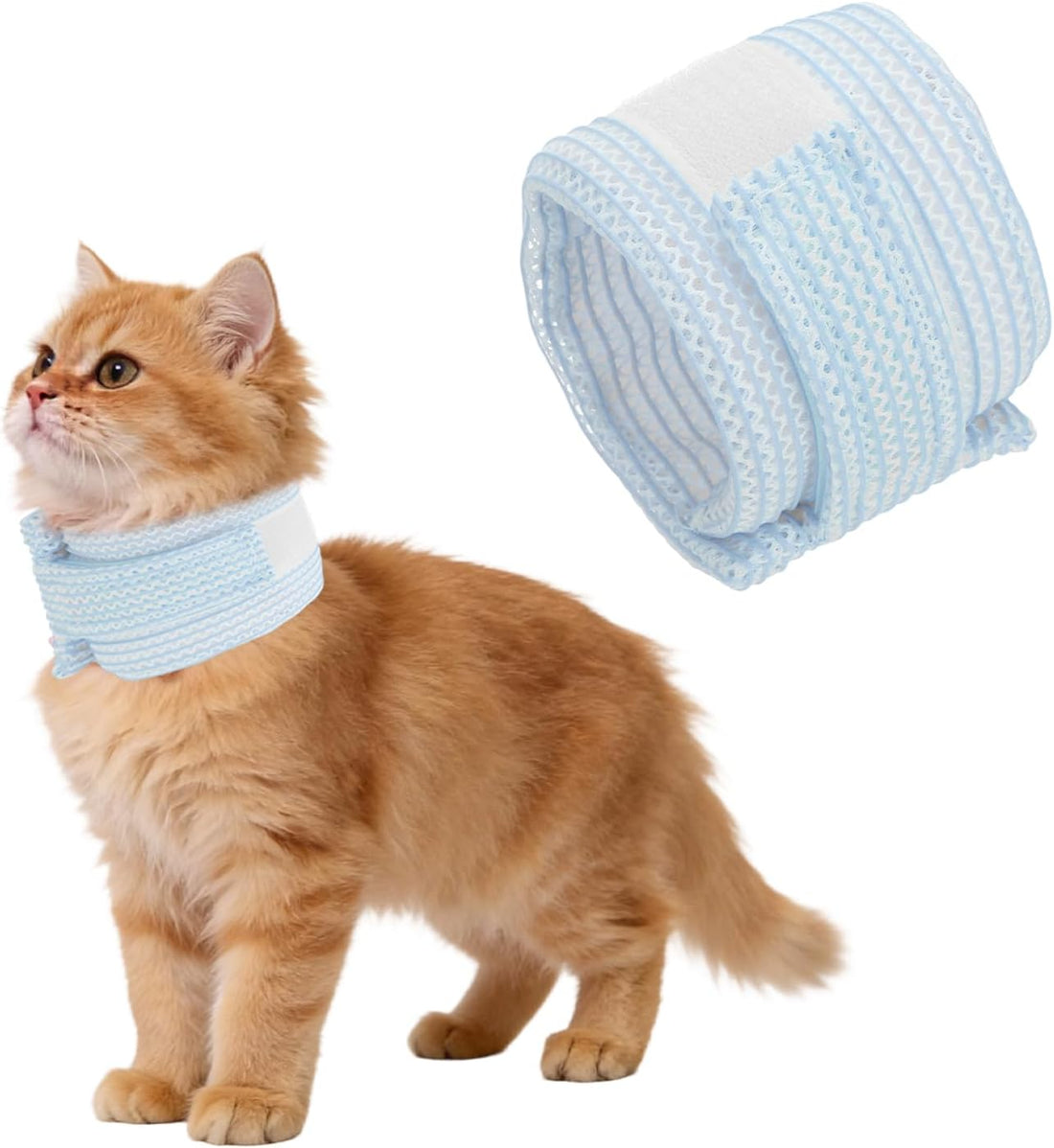 Cat Neck Cone, Recovery Collar (Mesh/M/9.1-11.8"/Blue)