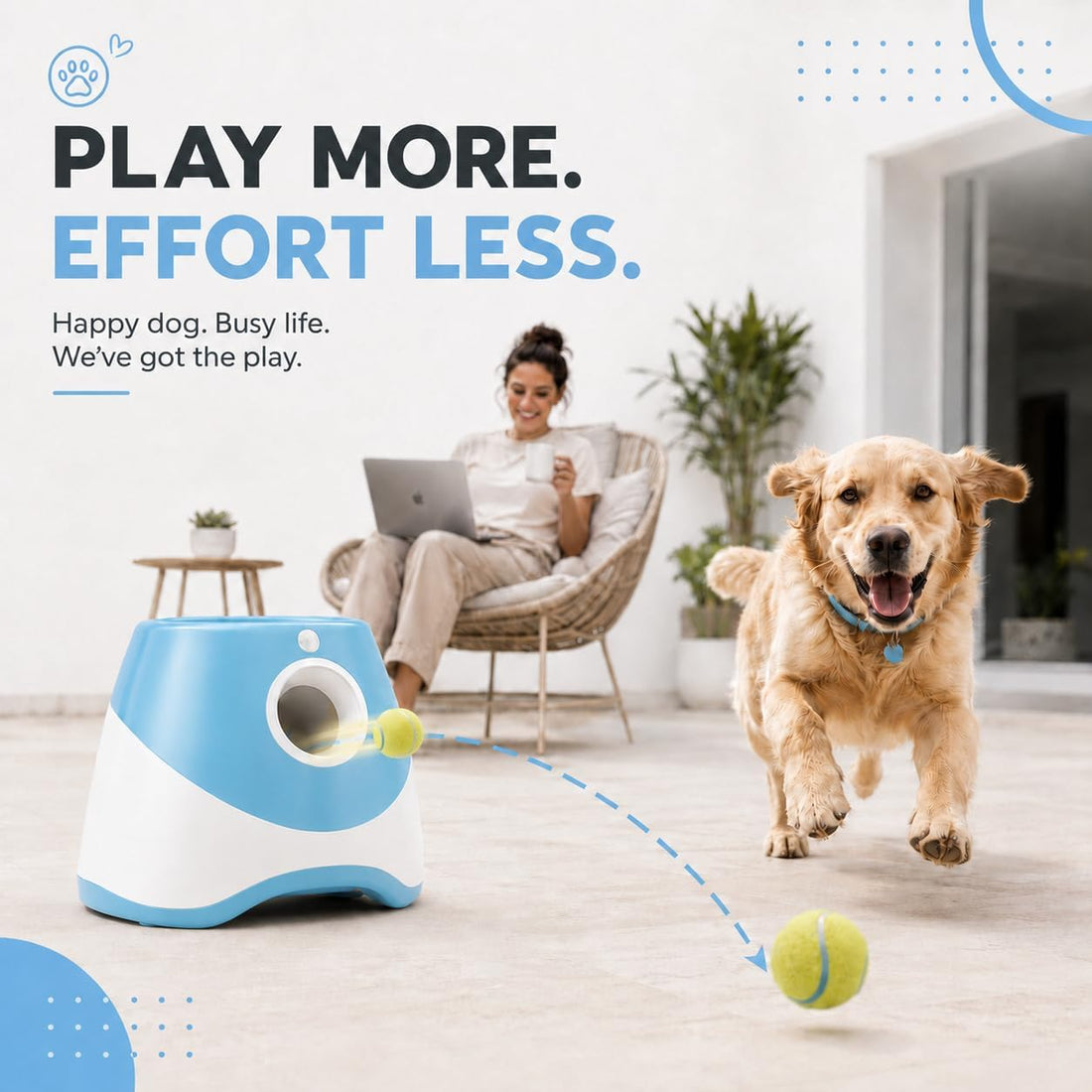 Automatic Dog Ball Launcher with 3 Adjustable shoot distance