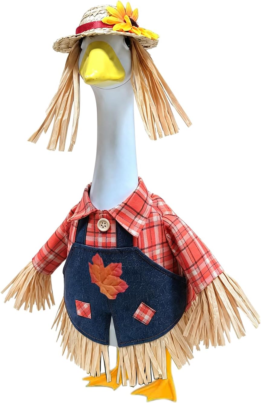 Christmas Porch Goose Outfits Santa Claus Costume for 23 Inch Lawn