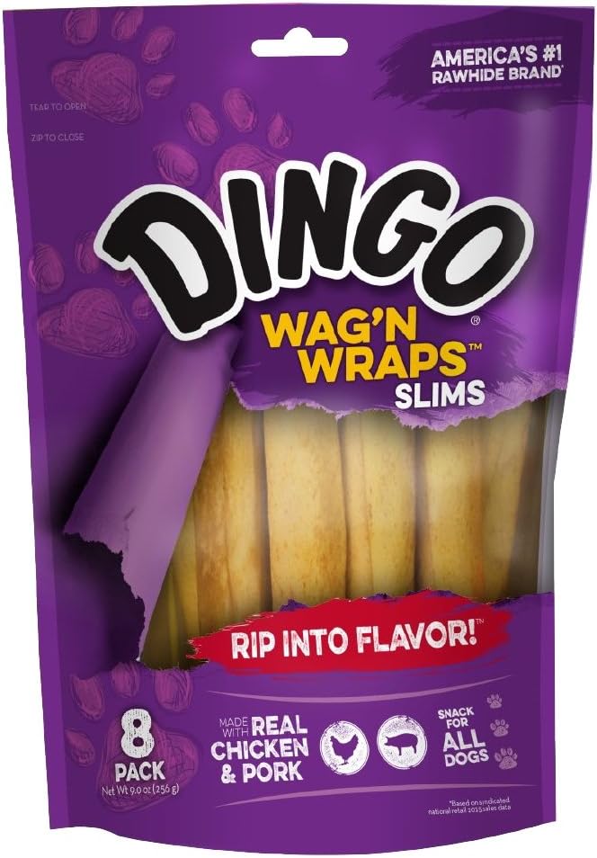 Dingo Wag’n Wraps Jumbo Rawhide Treat For Large Dogs, 2 Count