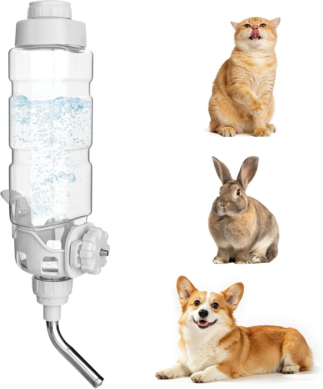 Vannon Water Bottle for Small Animals, 34oz Top-Fill Pet Dispenser