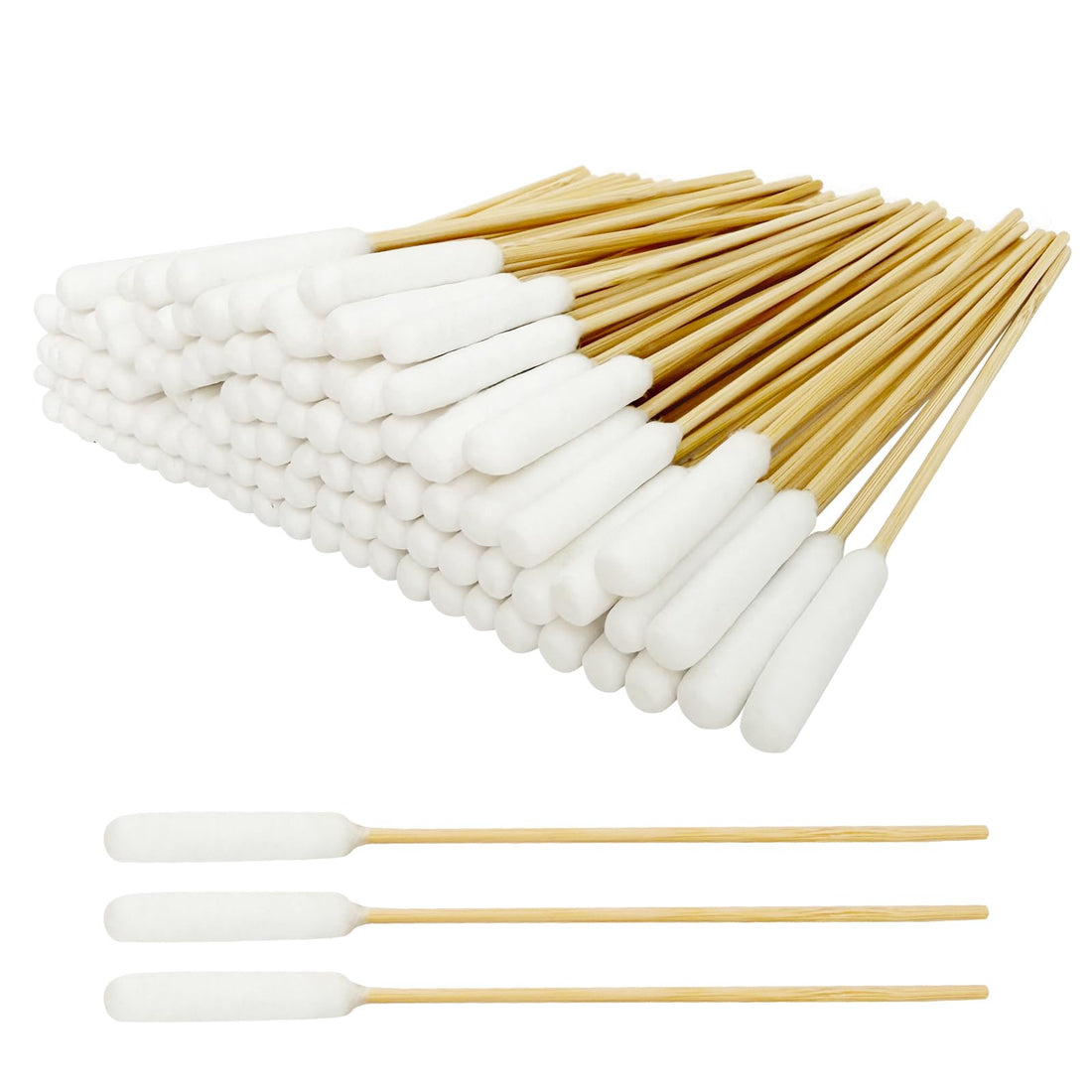 Egaageoi 100 Pcs 6-Inch Long Cotton Swabs with Sturdy Bamboo Handle