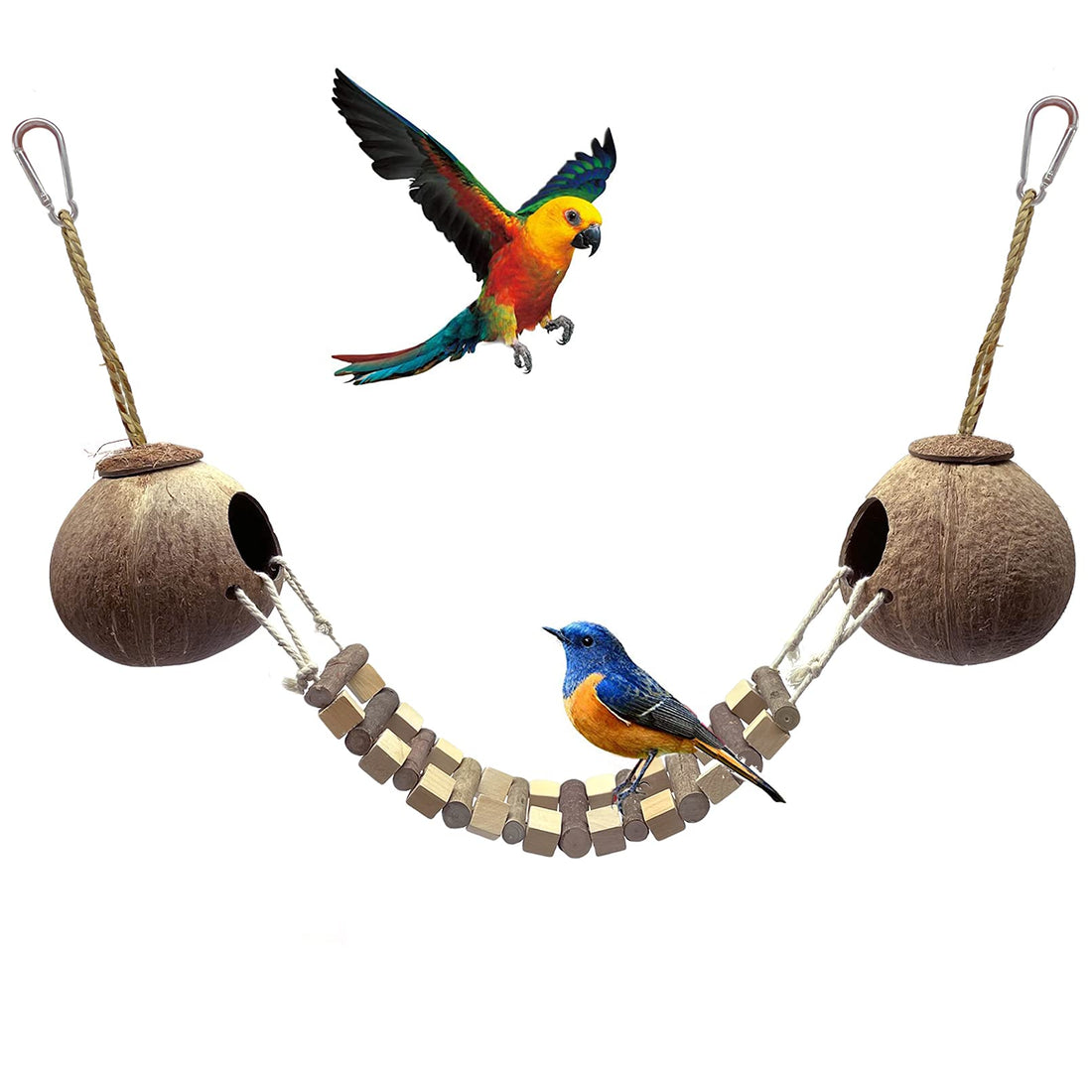 Hamiledyi Coconut Bird Nest Hut with Ladder Hanging Birds Hide House