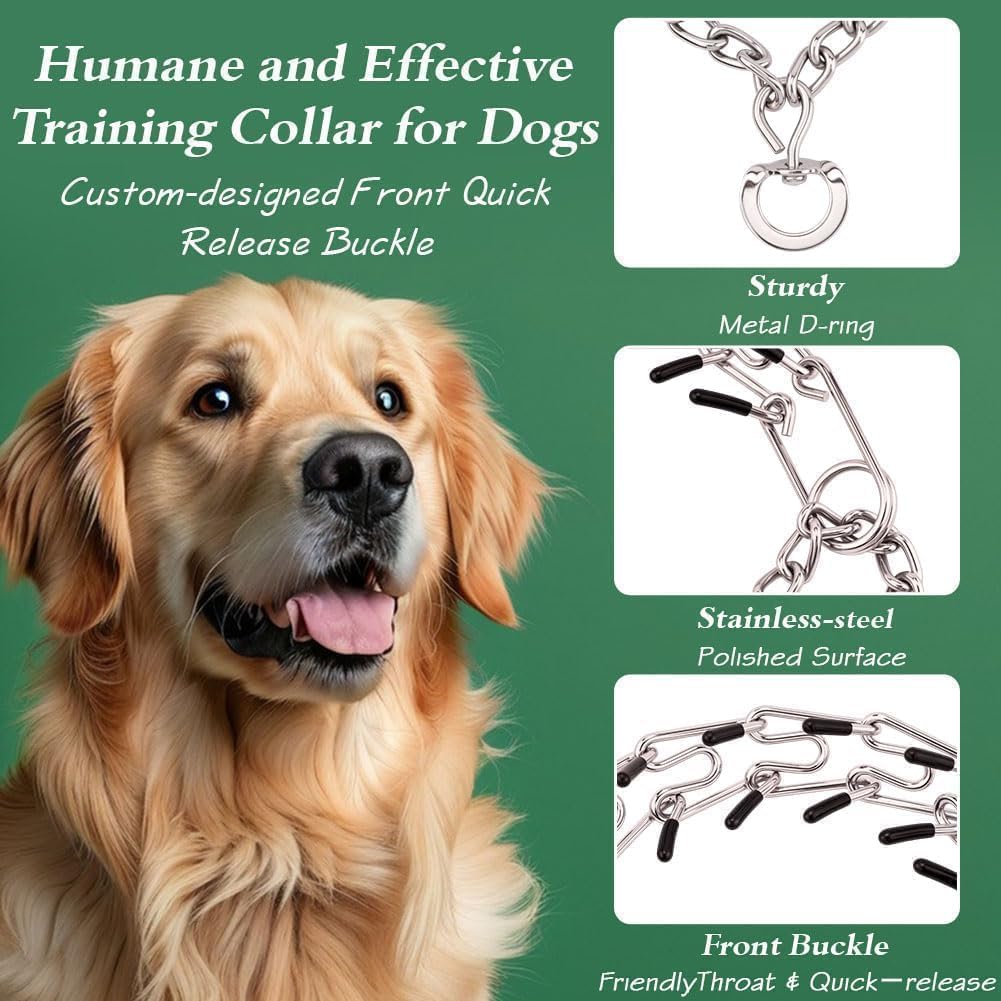 No Pull Prong Dog Collar,Adjustable Dog Pinch Training Chain Collar