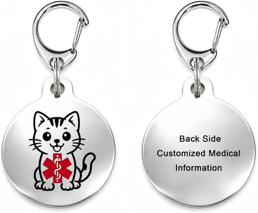 Medical Alert Tag for Cat Personalized Engraved Pet Cat ID Tags