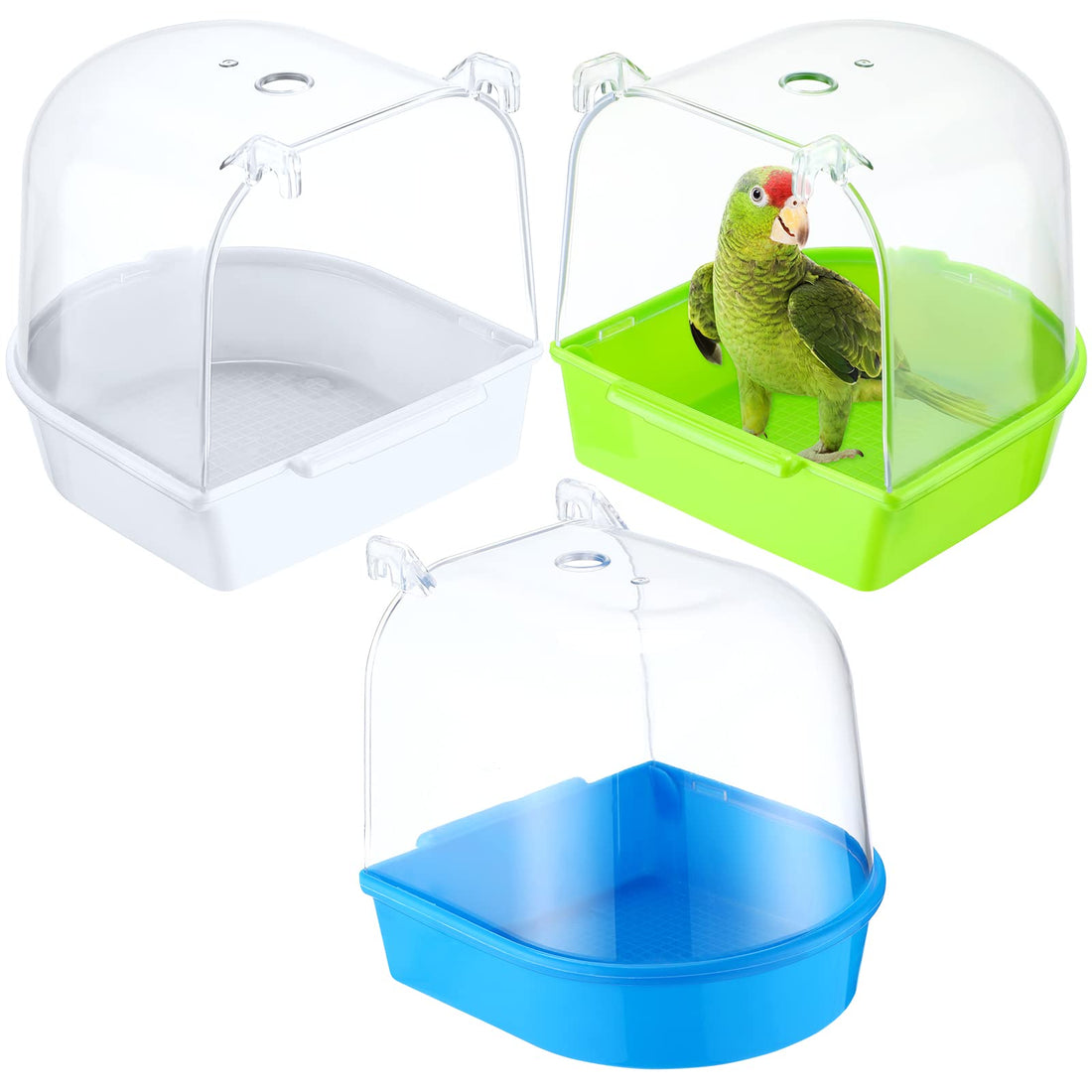 Honeydak 3 Pieces Clear Bird Bath for Cage Parakeet Bird Cage