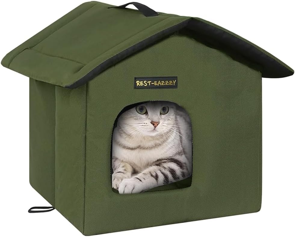 Rest-Eazzzy Outdoor Cat House for Feral Cats,Weatherproof & Insulated