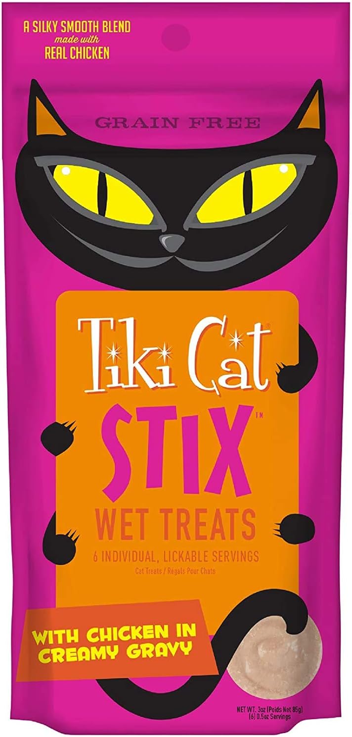 Tiki Cat Stix Wet Treats, Grain Free Lickable Silky Smooth Blend