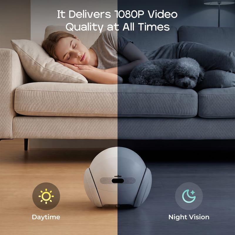 Mobile Pet Camera Robot, 1080P App-Controlled Home Camera for Dogs