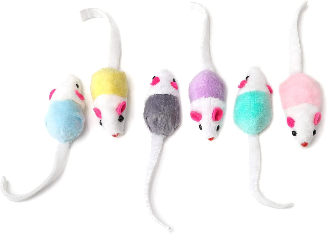 CHIWAVA 36PCS 1.8'' Interactive Cat Toy Mice with Catnip Rattle Sound