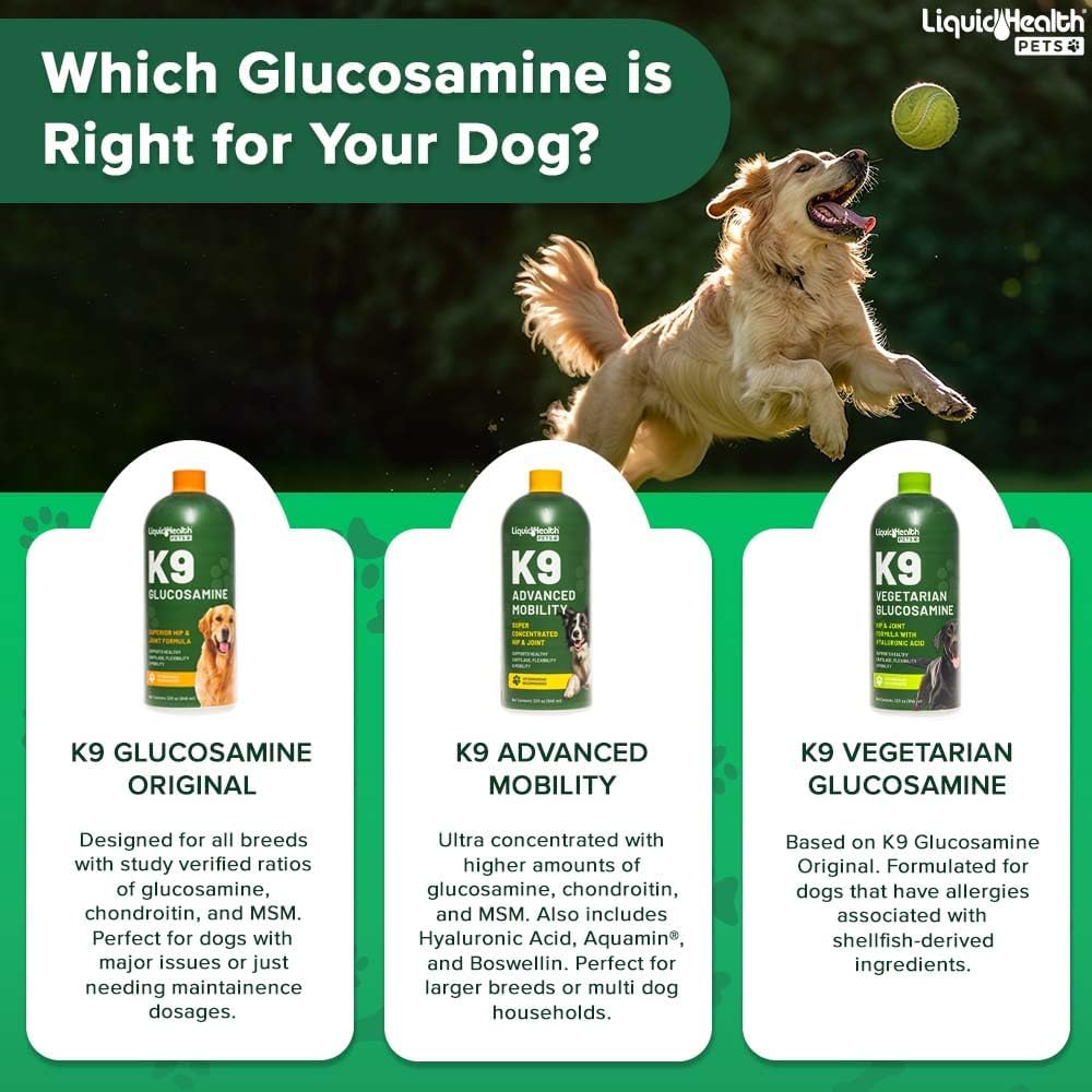 LIQUIDHEALTH Pets K9 Liquid Glucosamine for Dogs, Puppies