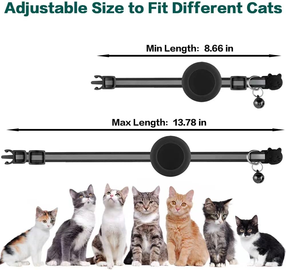 Airtag Cat Collar Breakaway, Reflective Kitten Collar with Apple Air