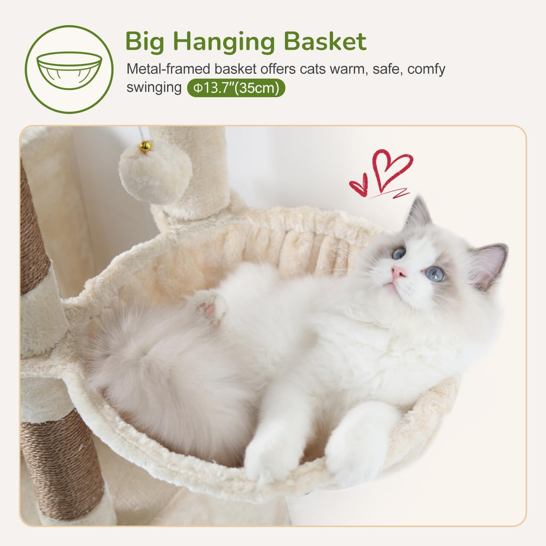 Globlazer 52in Cat Tree Tower for Indoor Cats, 2 Condos, S52