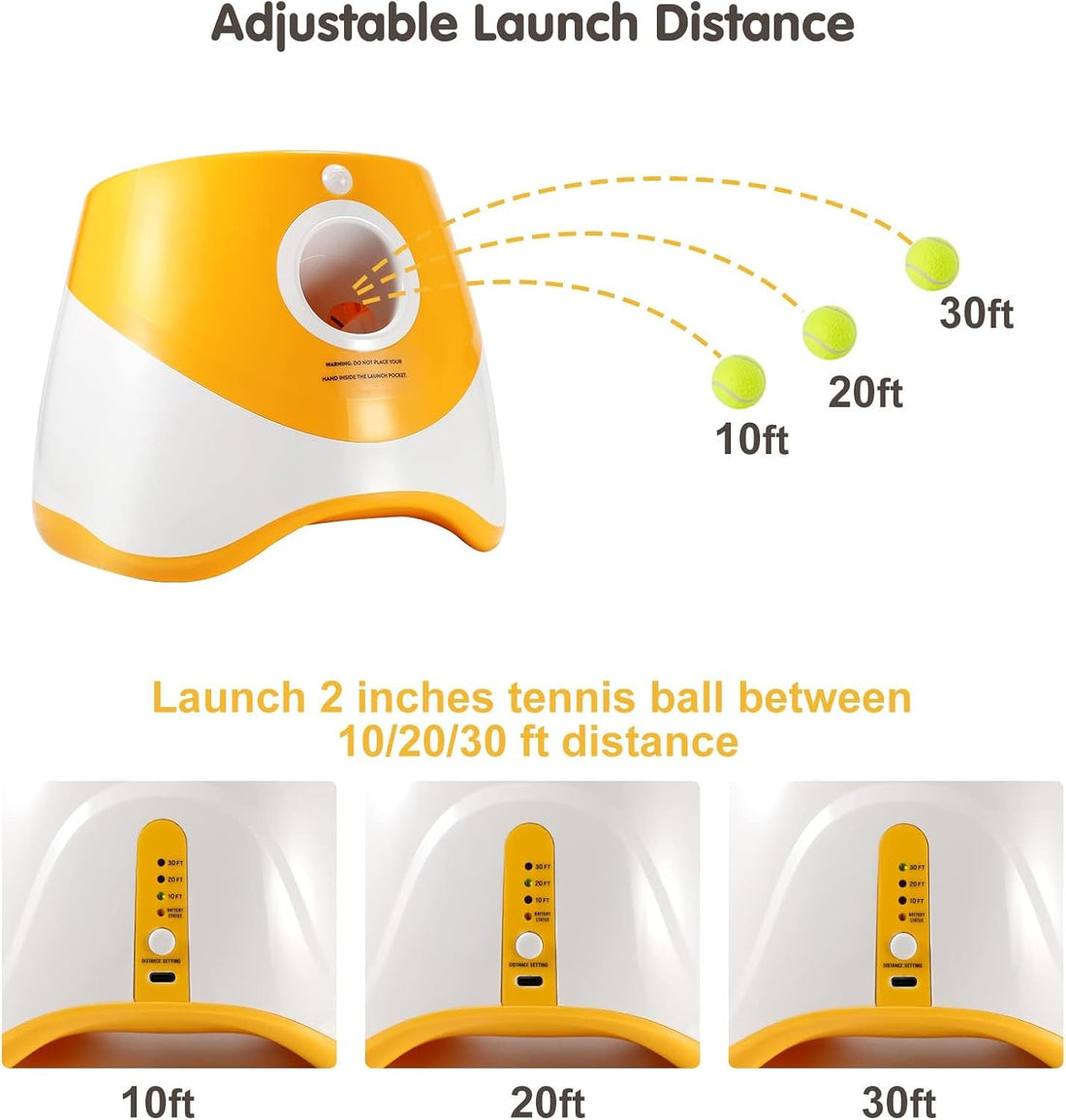 SOCO Automatic Ball Launcher for Dogs, 15 2-Inch Balls, Orange