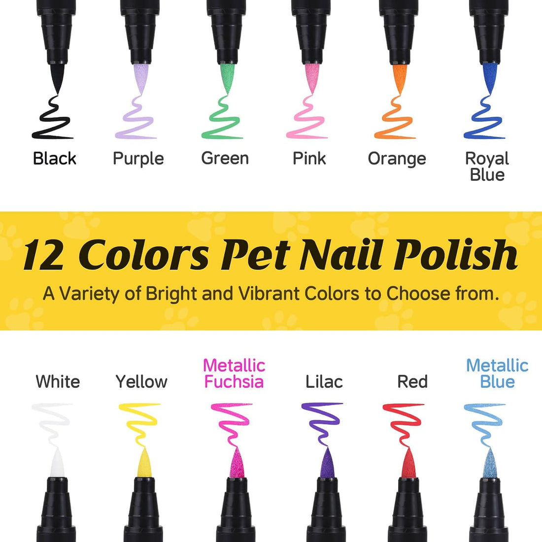 Cherocito Dog Nail Polish Pens Quick Dry,12 Colors Safe Dog Nail
