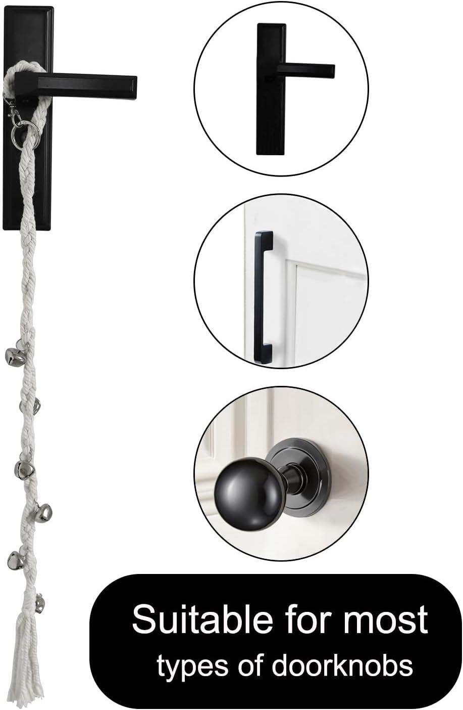 Boho Dog Door Bell for Potty Training to Go Outside Beige