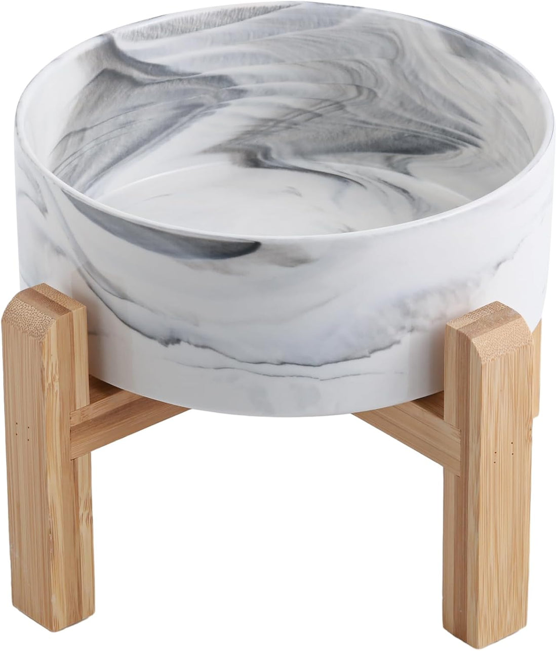 White Raised/Elevated Ceramic Dog Bowl for Medium Large Sized