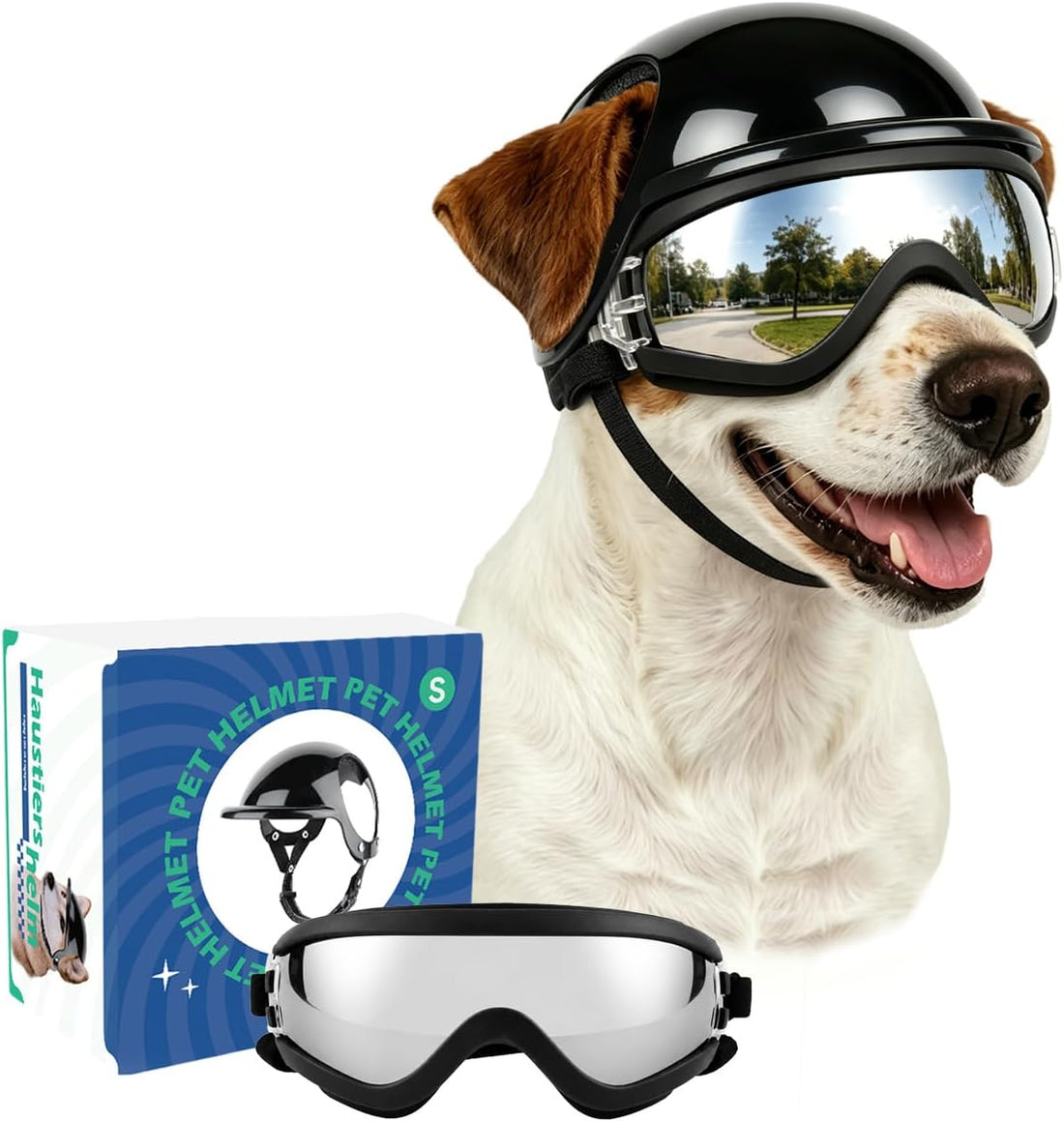Dog Goggles and Pet Helmet Set