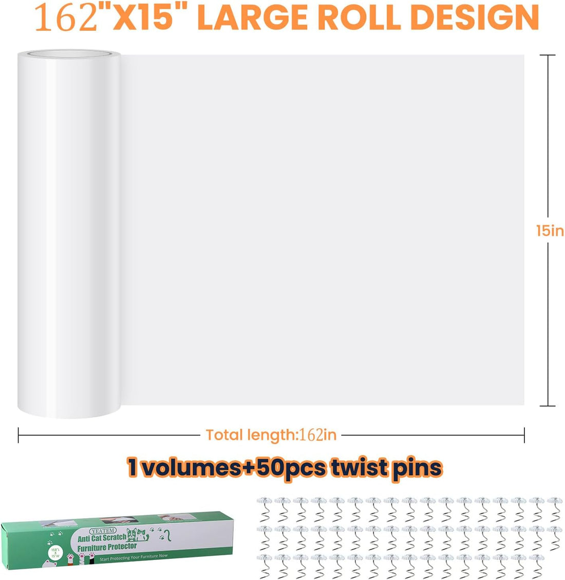 Thicken Cat Scratch Furniture Protector, Extended Size 165"x15"