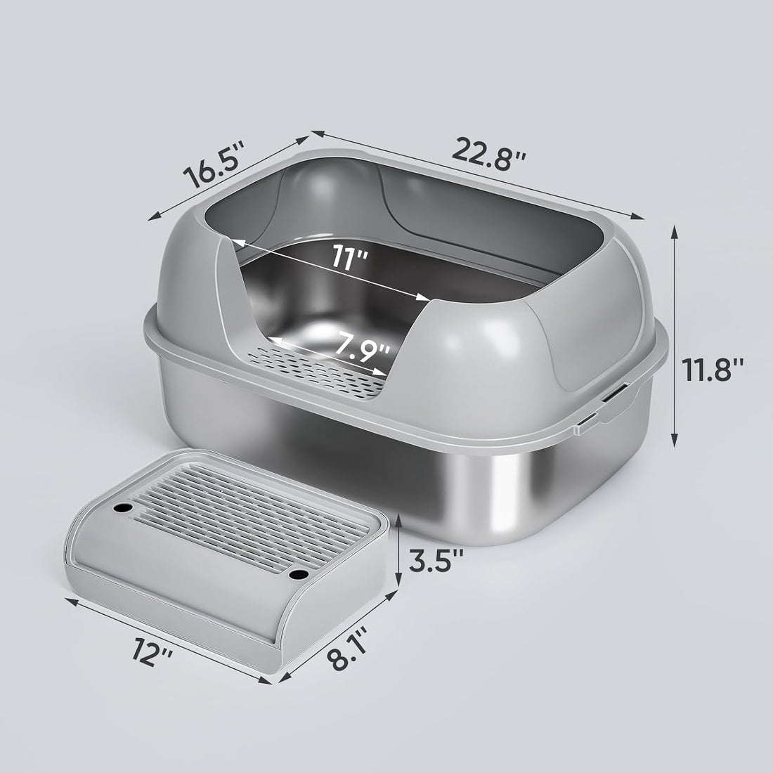 Stainless Steel Sifting Litter Box with Lid