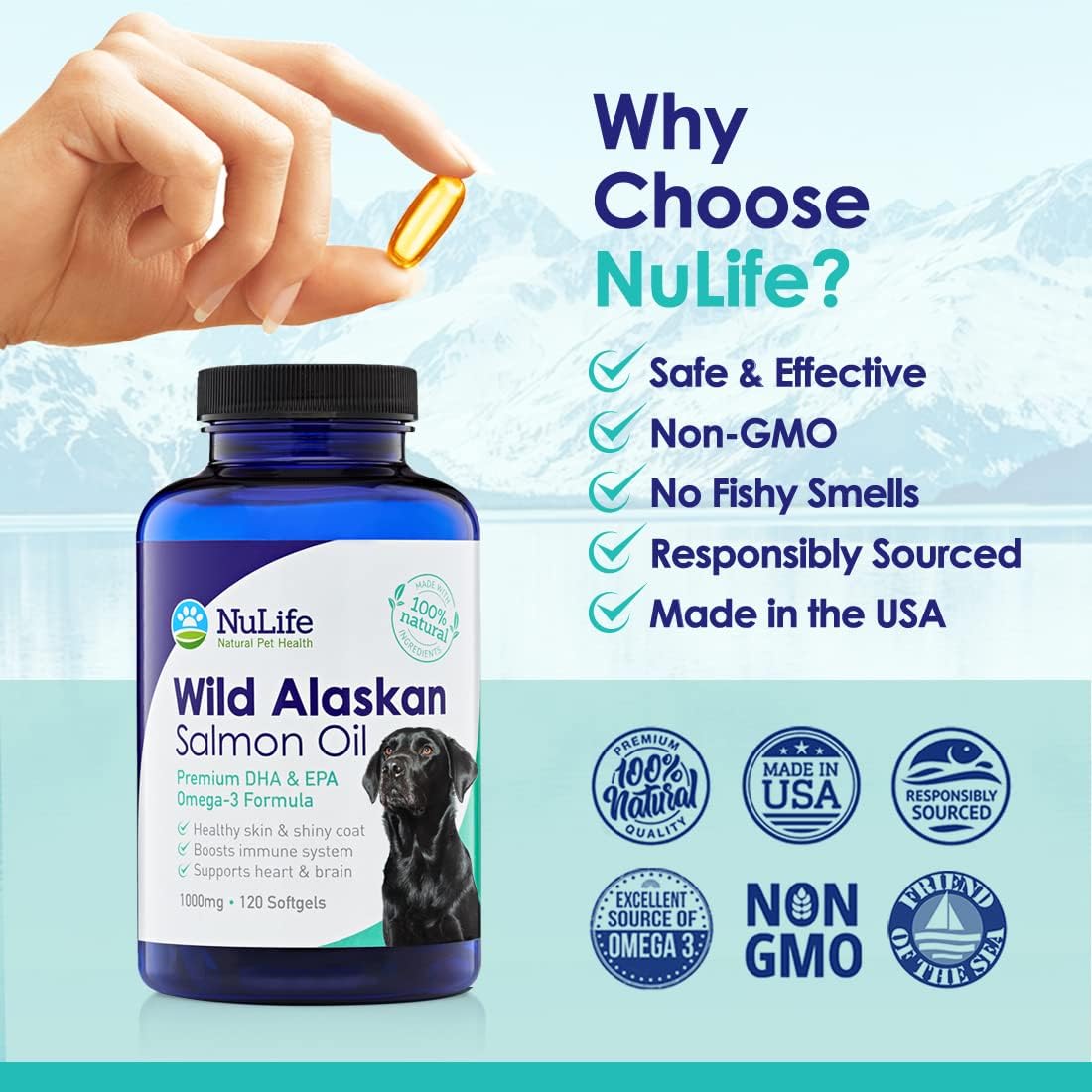 Pure Wild Alaskan Salmon Oil for Dogs