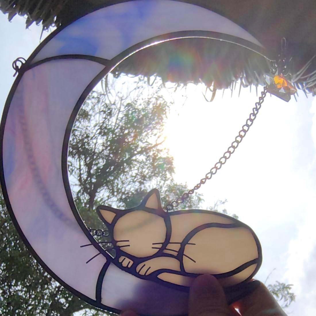 Grey Cat Memorial Stained Glass Suncatcher Cat Loss Sympathy Gift