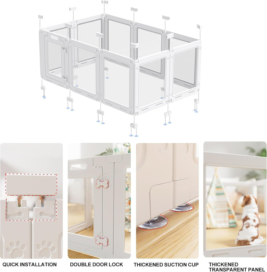Clear Acrylic Dog Playpen with Door,23.6" Puppy Playpen,Easy Assemble