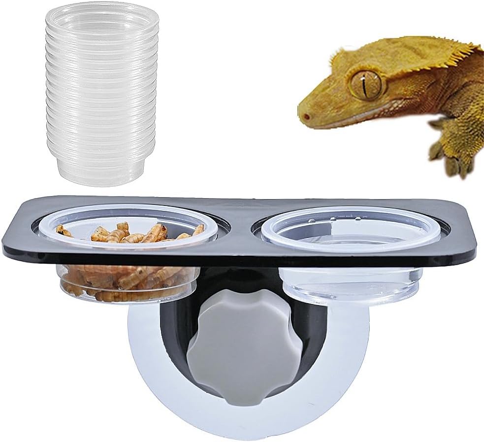 Lizard Gecko Feeding Ledge Holder, with 30 pcs 0.5oz Food Cups Dish