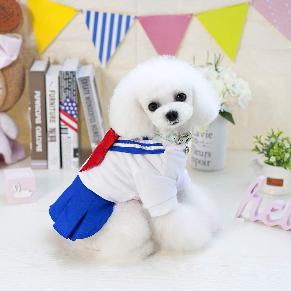 Tangpan Bow-Knot Student Cosplay Pet Costume Dog Skirt Camp Dress