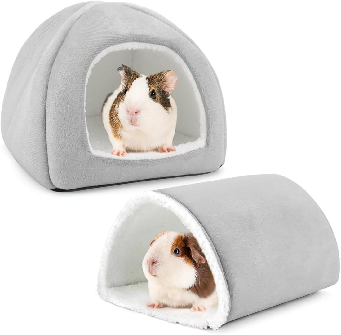Guinea Pig Hideout with Tunnel, Washable Fleece House Bed