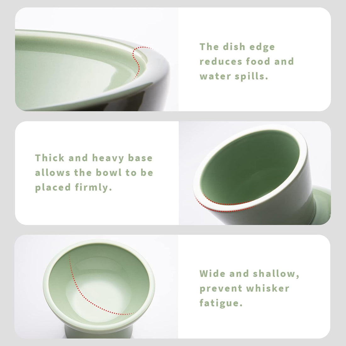 CEEFU 2 Elevated Ceramic Cat Bowls Extra Wide for Food & Water