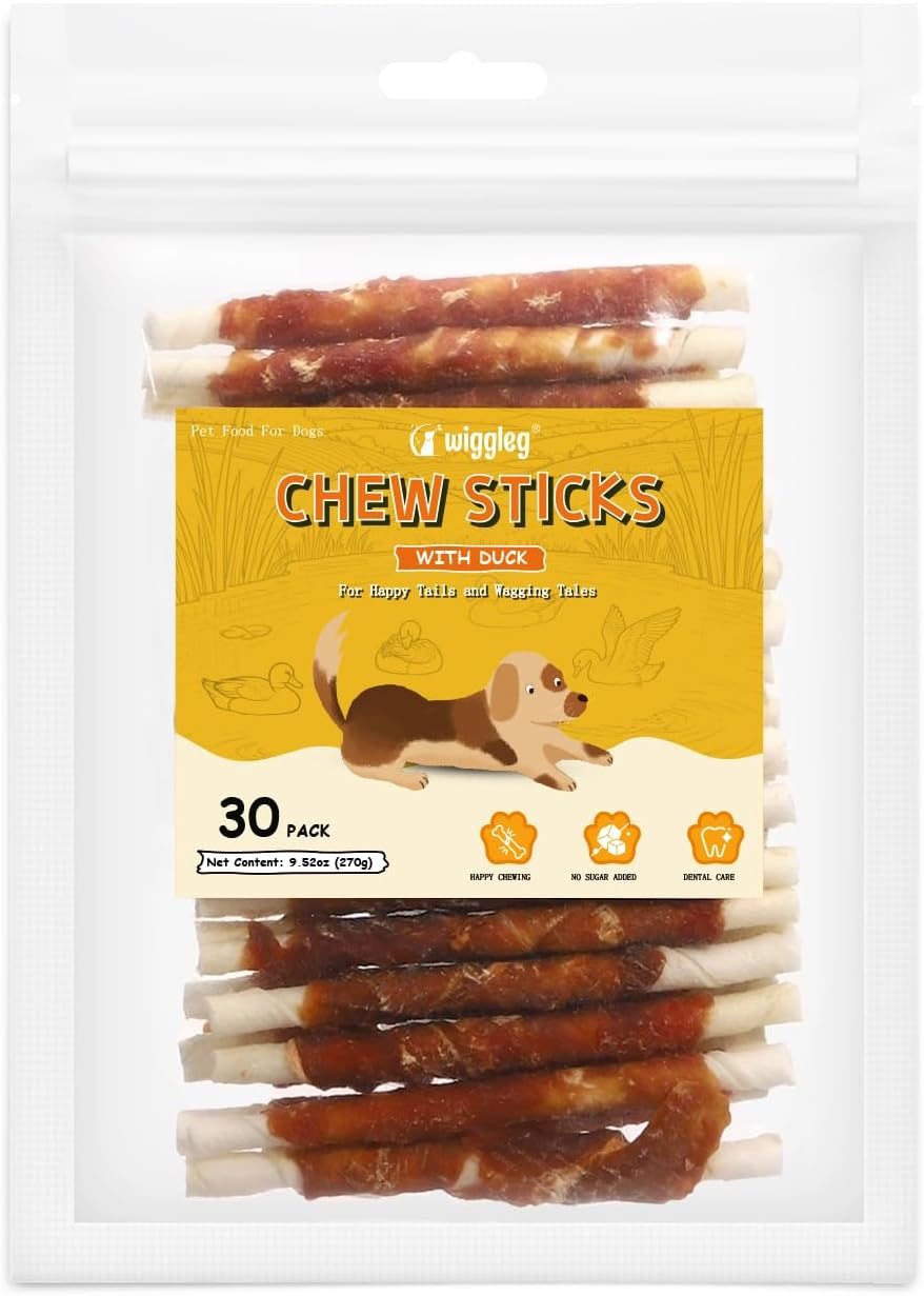 Dog Treats 5 Inch Duck Wrapped Rawhide Sticks 30 Count, 9.52 Oz