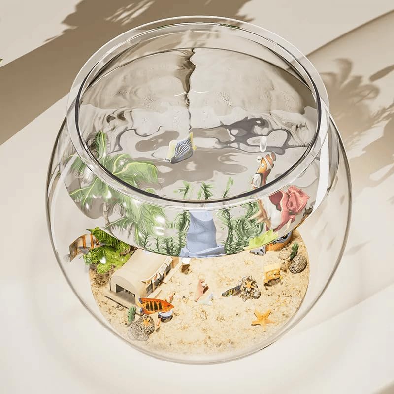 2pcs Plastic DIY Fish Bowls - 135oz Round Clear Fish Tanks 1 Gallon