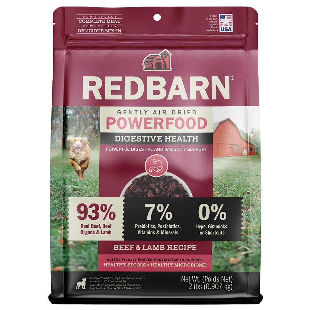 Redbarn Powerfood Air Dried Dog Food 2 lbs High Protein Beef and Lamb